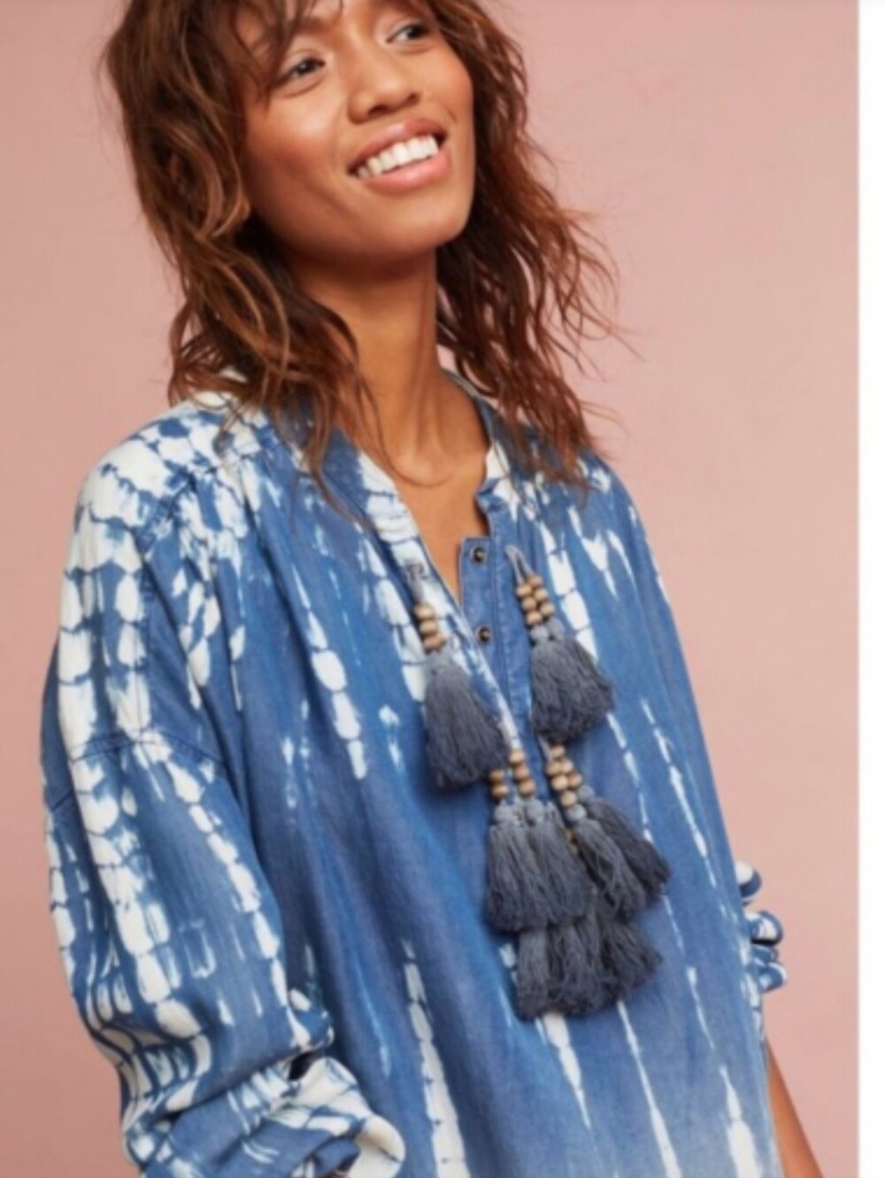 ANTHRO Tina + Jo "Dina" Tie Dye Ombre Tassel Dress M